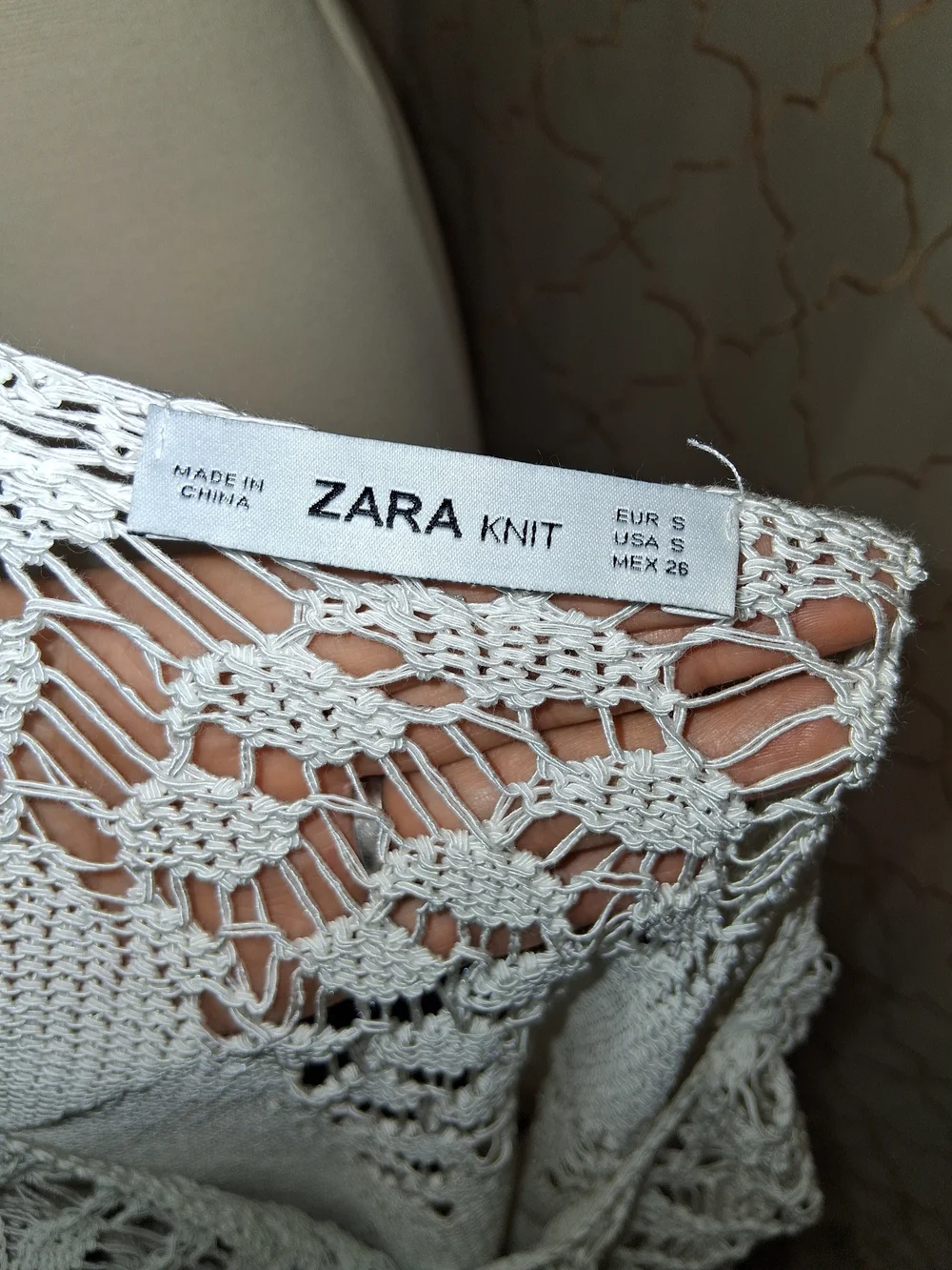 Zara Cream Open-Knit Crochet Top